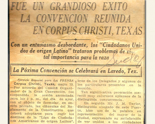 Artículo sobre la Primera Convención LULAC